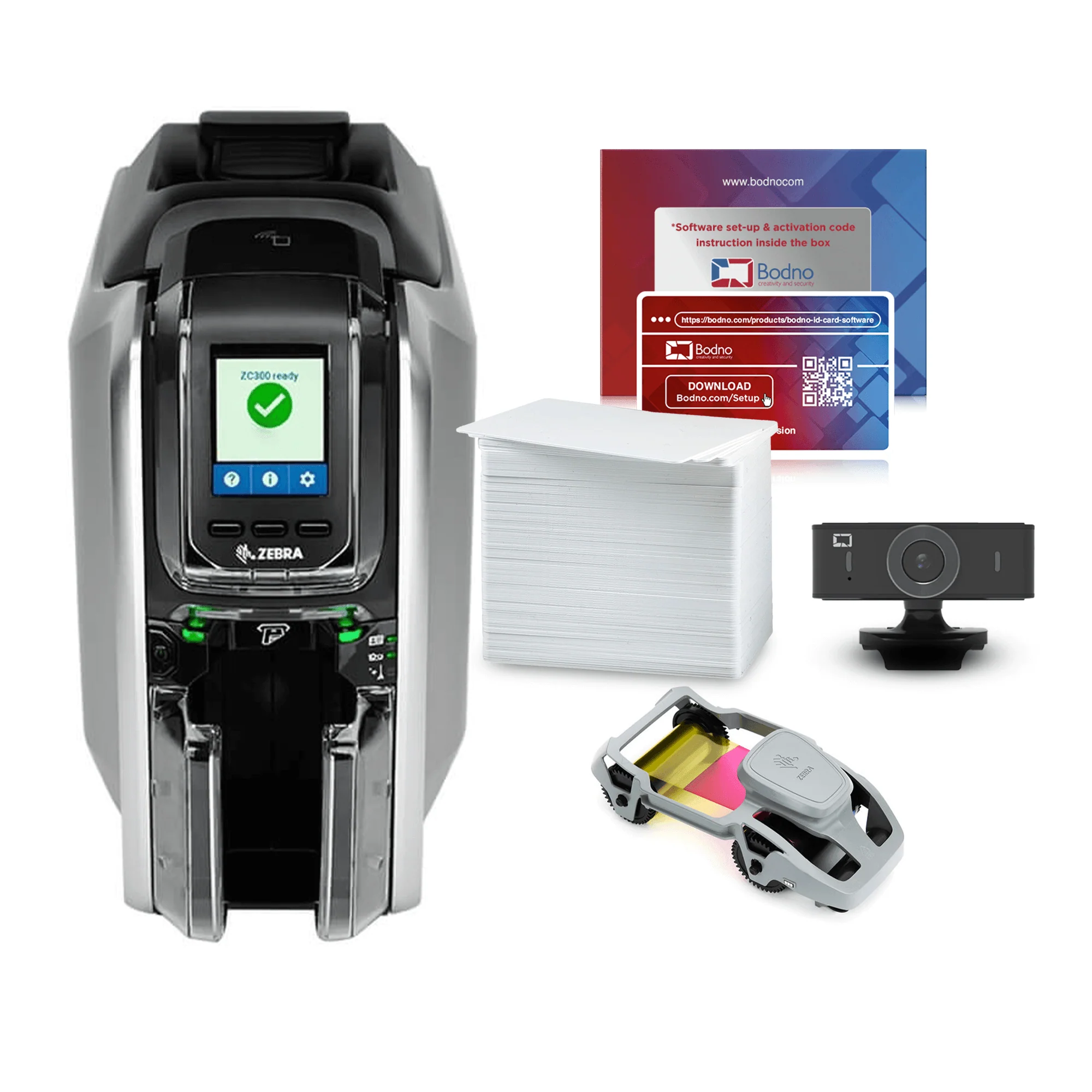 PRINTER ZEBRA ID CARD ZC 300 DUAL SIDE FULL SET